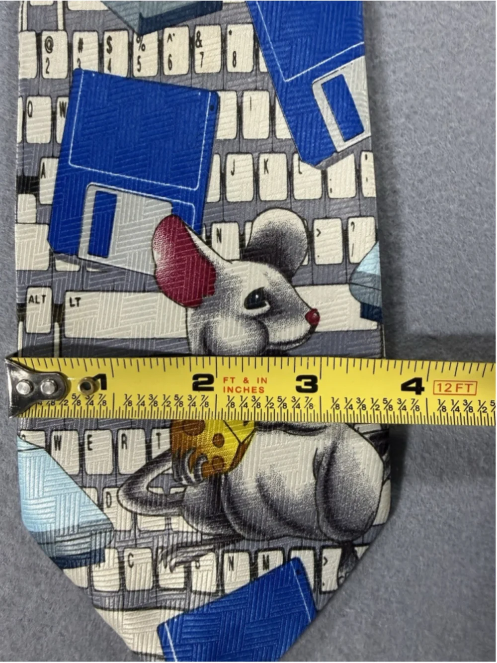 Men’s Tie Addiction Funny Computer Mouse Blue Nerd IT Floppy Disk Geek